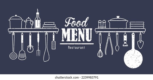 Heading part illustration of the menu table of the restaurant etc.