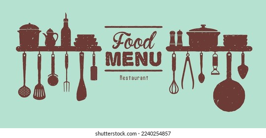 Ilustración de la parte de la rúbrica del menú del restaurante | textura de esbozo aproximado