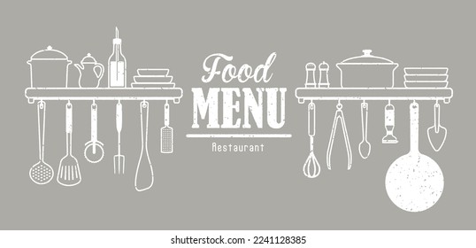 Heading part illustration of the menu table of the restaurant etc.