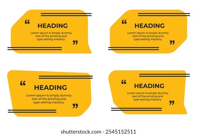 Heading text box with quote marks simple flat vector illustration