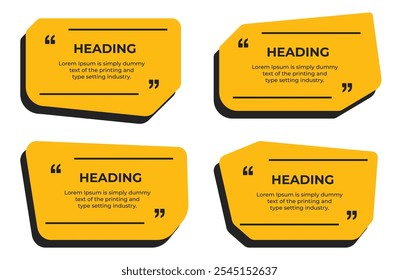 Heading text box with quote marks simple flat vector illustration