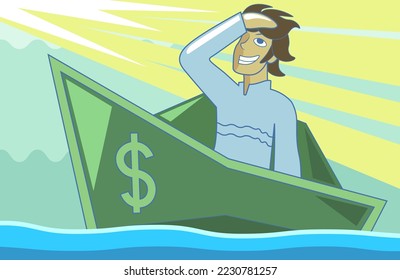 Heading towards financial independence. Passive income and financial freedom concept art. 