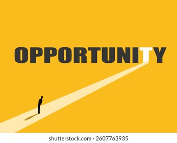 Heading towards success, businessman looking for new opportunity door