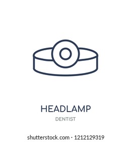 Headlamp icon. Headlamp linear symbol design from Dentist collection. Simple outline element vector illustration on white background.