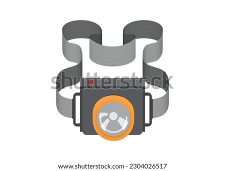 Headlamp. Mountaineering equipment. Simple flat illustration.