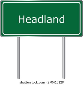 Headland, Alabama, Road Sign Green Vector Illustration, Road Table, USA City