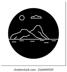 Headland glyph icon.High point of land projecting into sea, promontory. Landscape concept.Filled flat sign. Isolated silhouette vector illustration