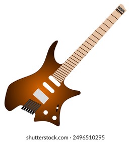 Headless electric guitar. 6 string. Flat vector illustration. 