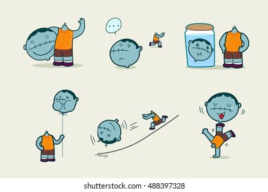 Headless ghost cartoon character design, Vector illustration.