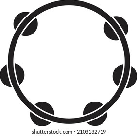 Headless tambourine musical on white background. Tambourine glyph sign. musical and instrument symbol. flat style. 
