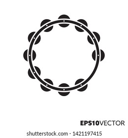 Headless tambourine solide schwarze Symbol. Glyph-Symbol für Musik und Percussion-Instrumente. Musikinstrument flach Vektorgrafik.
