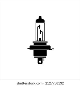 Headlight Bulb Icon, Vehicle Headlamp Bulb Vector Art Illustration