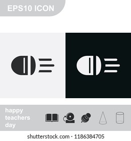 Headlight flat black and white vector icon.