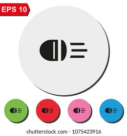 Headlight flat round colorful vector icon.