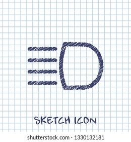 Headlight high beam symbol vector hmi dashboard sketch icon 