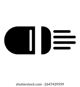 Headlight icon with front car light and beam lines, representing vehicle lighting, automotive symbol for headlights icon