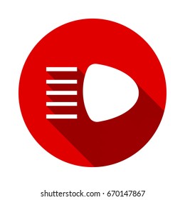 Headlight icon isolated on red background with long shadow. flat icon
