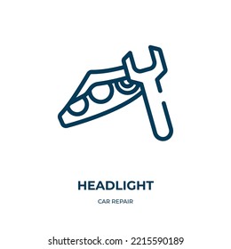 Headlight icon. Linear vector illustration from car repair collection. Outline headlight icon vector. Thin line symbol for use on web and mobile apps, logo, print media.