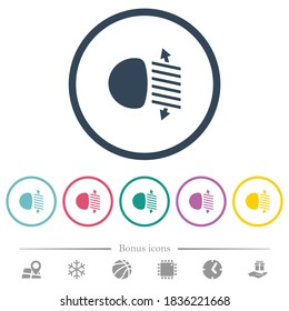 Ajuste del nivel de los faros iconos de color plano en contornos redondos. 6 iconos de bonificación incluidos.