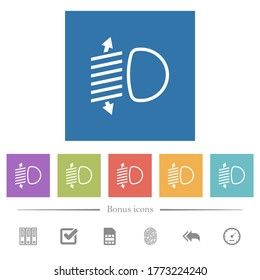 Headlight level adjustment flat white icons in square backgrounds. 6 bonus icons included.