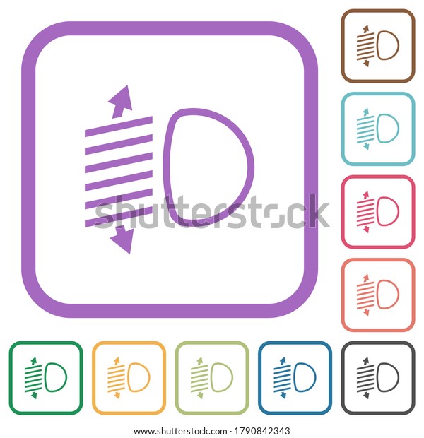 Headlight level adjustment simple icons\
in color rounded square frames on white\
background