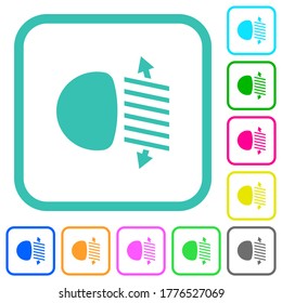 Headlight level adjustment vivid colored flat icons in curved borders on white background