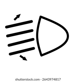headlight range control warning light car indicator of headlight range issue black silhouette