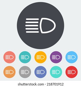 Headlight. Single flat icon on the circle. Vector illustration.