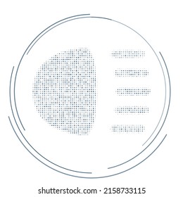 The headlight symbol filled with dark blue dots. Pointillism style. Vector illustration on white background