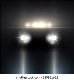 Headlights of car driving