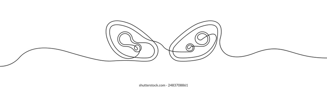 Headlights drawing one line vector. Outline car lights vector. Lighting devices with one finished line vector.