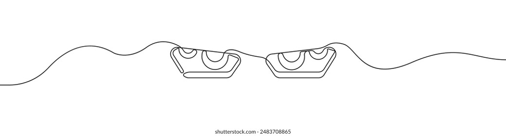 Headlights drawing one line vector. Outline car lights vector. Lighting devices with one finished line vector.