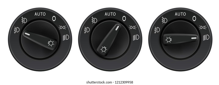 Headlights selectors. Car elements. Vector 3d illustration isolated on white background