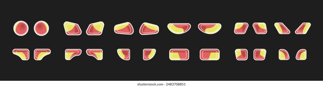 Headlights vector set. Car taillight icons vector. Red marker lights vector. Feet on car icons. Vector illustration.