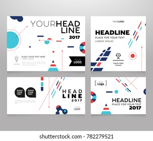 Headline banner - modern vector set of abstract images on white background with colorful brush strokes. Place for your text, information. Perfect way to represent your business, company