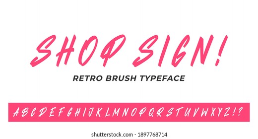 Headline font. Vector retro brush typeface design