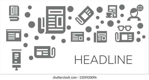 headline icon set. 11 filled headline icons.  Simple modern icons about  - Newspaper, Roll up, News