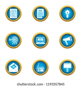 Headline icons set. Flat set of 9 headline vector icons for web isolated on white background