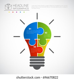 Headline Infographic Design Light Bulb Of Puzzle Pieces Business Data Graphic Copy Space Vector Illustration