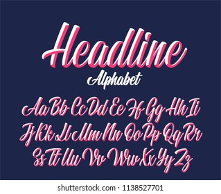 Headline lettering alphabet. Vector font. 