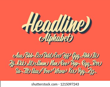 Headline lettering alphabet. Vector font.