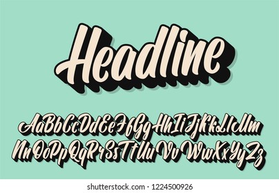 Headline lettering alphabet. Vector font.