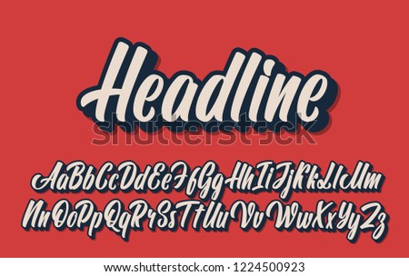 Headline lettering alphabet. Vector font.