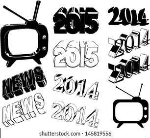 Headline news - achromatic words in 3d style.