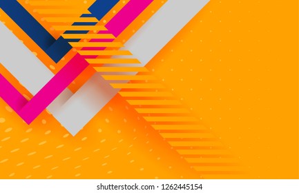 Headline presentation abstract yellow. Vector abstract background texture design, bright poster, banner yellow background, pink and blue stripes and shapes. Hipster modern geometric abstract. 