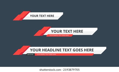 Headline text lower third shape. Vector strip banner with red color.