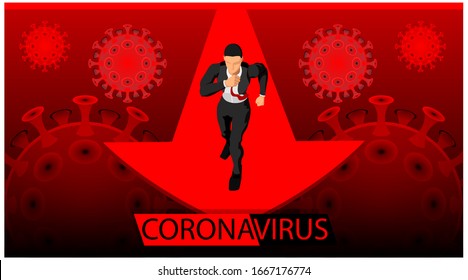 headlines for disease virus themes. the shadow of the corona virus. businessman and coronavirus - flyer