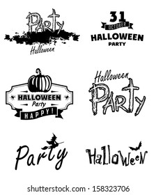 Headlines. Halloween party. Happy holiday. Vector silhouettes