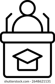 Headmaster Vector Line Icon Design