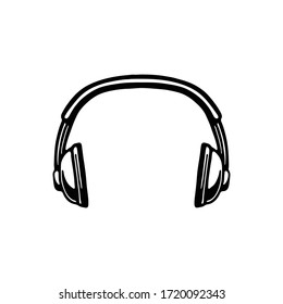 Headphoe line art illustration isolated in white background.